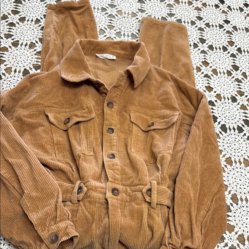 Tan Corduroy Jumpsuit